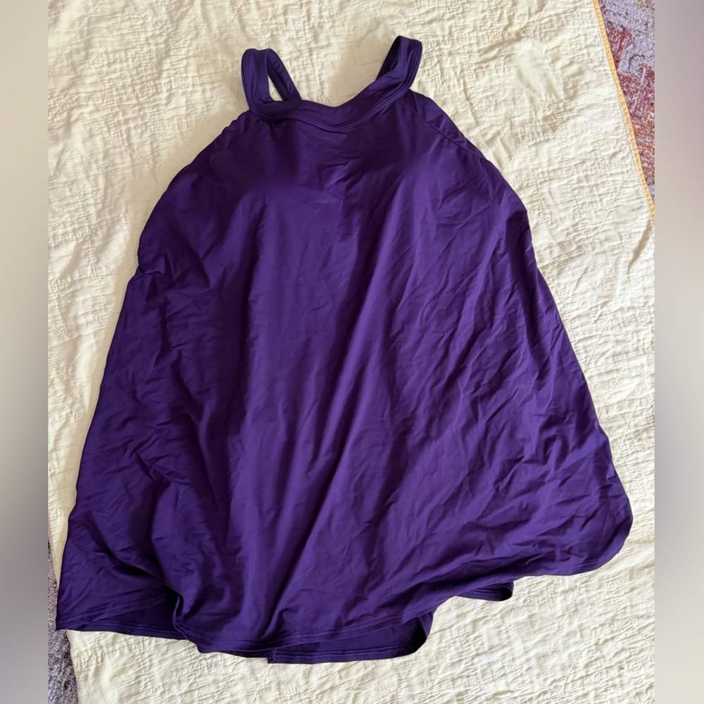 Lands End Purple Swimsuit Swim Dress Adjustable Straps Built in Bra Size 20 EUC